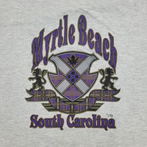 Vintage 90s Myrtle Beach Shirt Womens Large 21x27 Gray - Picture 9 of 12